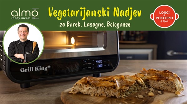 Električna Grill King pećnica pizza, bureka i lazanja + vege nadjev od suncokreta